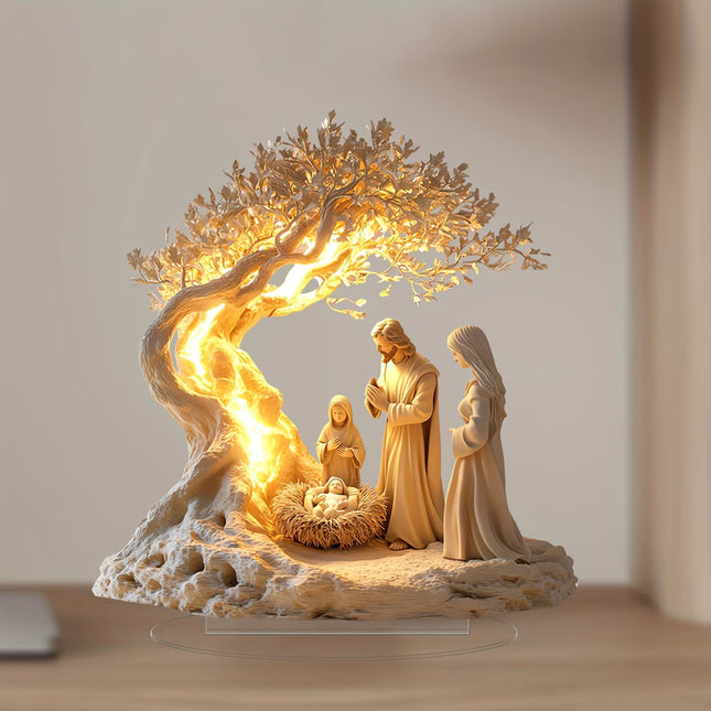 Jesus and the Tree of Life Newborn Home Decor, Desktop Decoration Acrylic Ornament, Children's Gift Holiday Gift