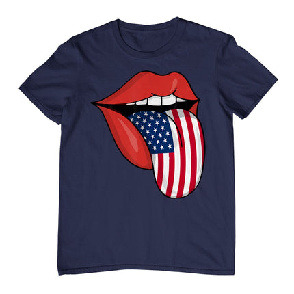 Usa Patriotic American Flag Tongue Lips 4th Of July T-Shirt