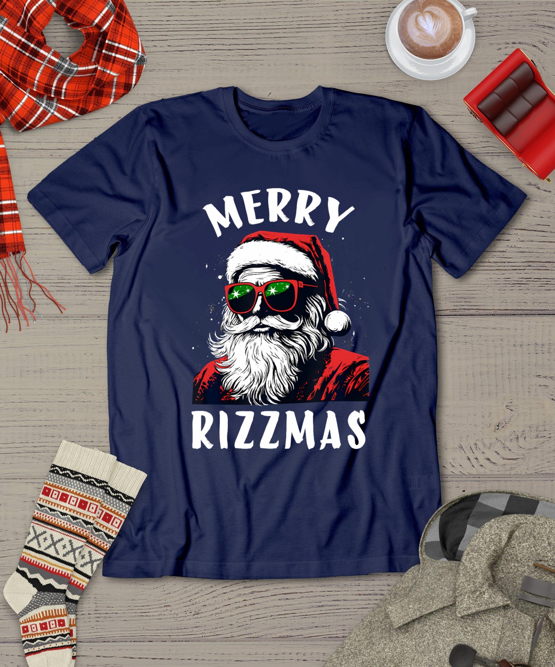 Funny Merry Rizzmas Christmas Rizz Santa Claus Charisma Cool T-Shirt