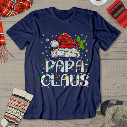 Papa Claus Shirt Christmas Lights Pajama Family Matching T-Shirt
