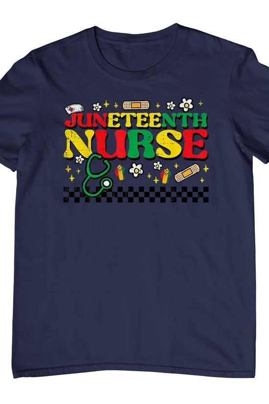 Juneteenth Nurse Groovy Retro African Scrub Top Black Women T-Shirt