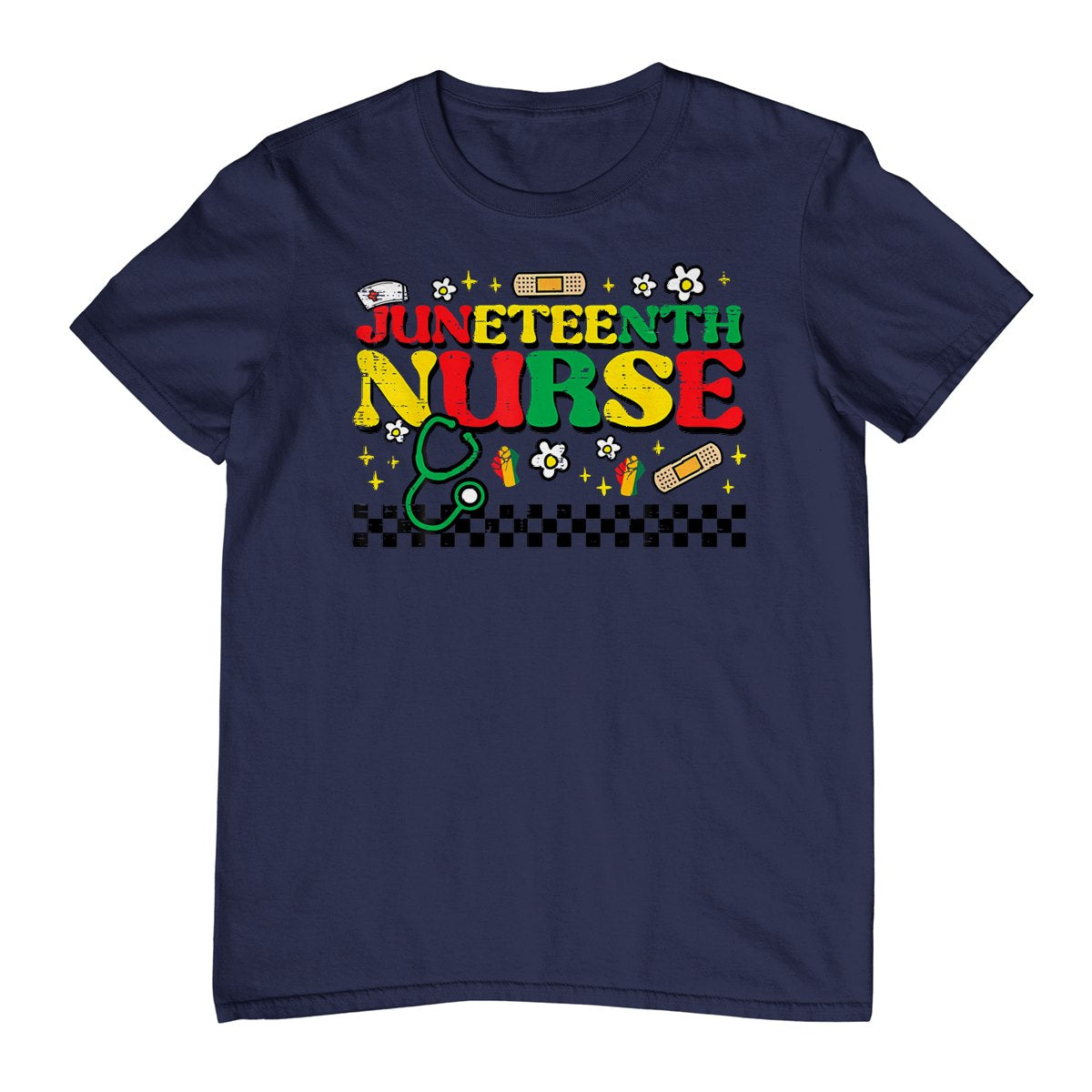 Juneteenth Nurse Groovy Retro African Scrub Top Black Women T-Shirt