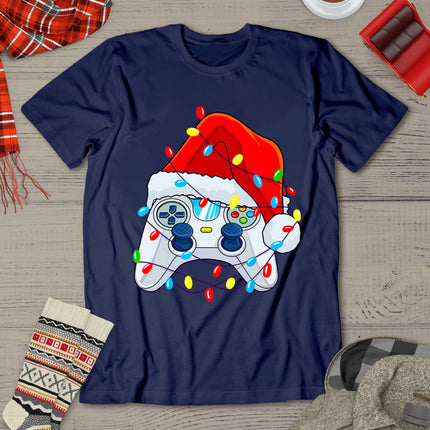 Video Game Controller Christmas Santa Hat Gamer Boys T-Shirt