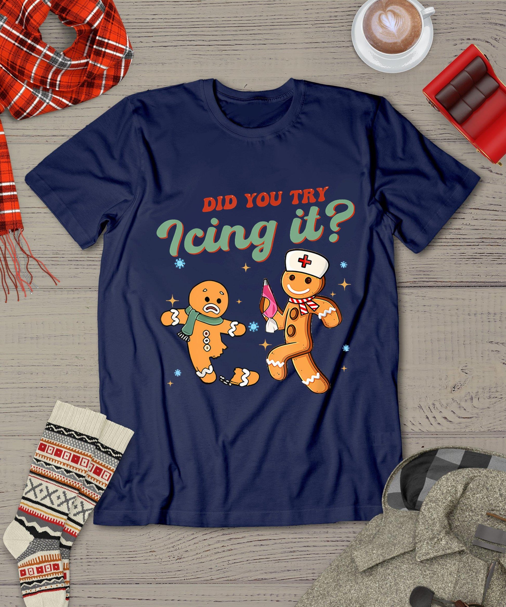 Funny Christmas Nurse Did You Try Icing It Gingerbread Man T-Shirt