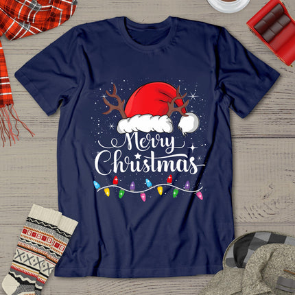 Merry Christmas Red Santa Hat Reindeer Xmas Family Men Women T-Shirt