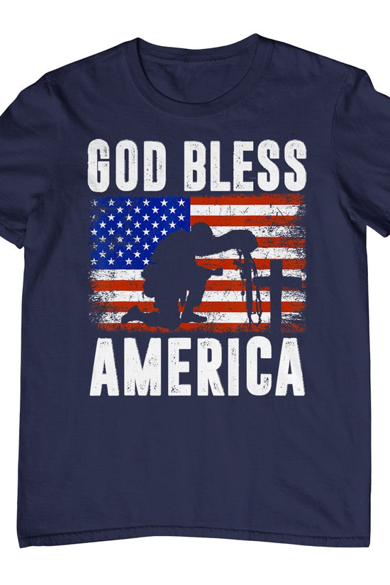 God Bless America 4th Of July Usa Flag Patriotic Christian T-Shirt