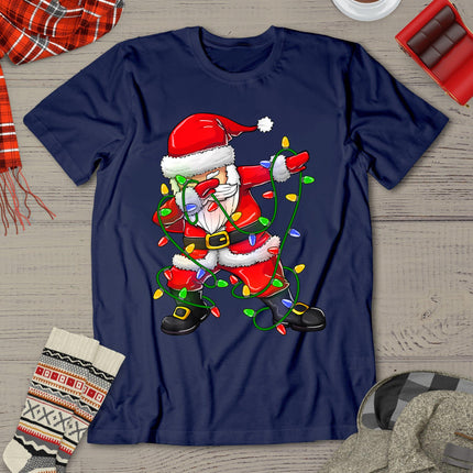 Dabbing Santa Shirt For Boys Girls Christmas Tree Lights T-Shirt