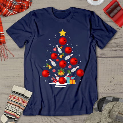 Funny Bowling Christmas Tree Lights Xmas Gifts For Men Women T-Shirt