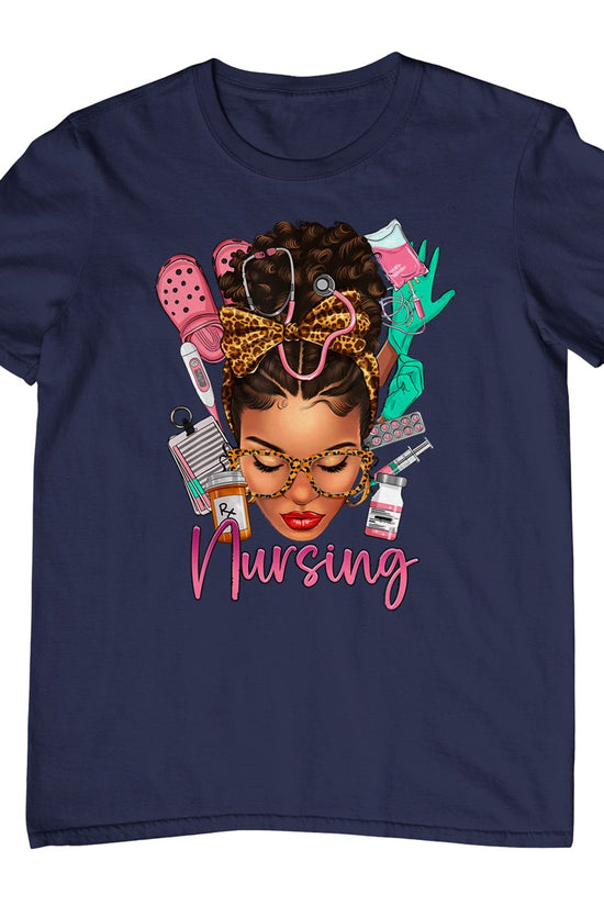 Black Melanin Nurse Black History Month Afro Hair T-Shirt