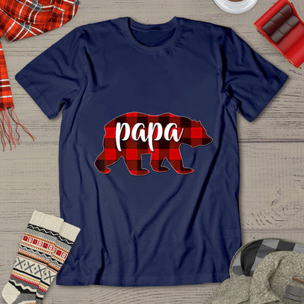 Red Plaid Papa Buffalo Matching Family Dad Pajama Christmas T-Shirt