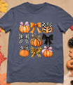 Cute Coquette Bows Pumpkin Season Halloween Autumn Fall T-Shirt