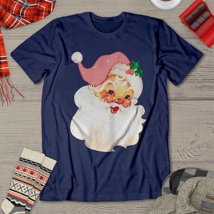 Pink Santa For Girls Christmas Retro Holiday Vintage T-Shirt