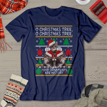 Cats Christmas Shirt Funny Ornaments Pajama Family Gift Tee T-Shirt