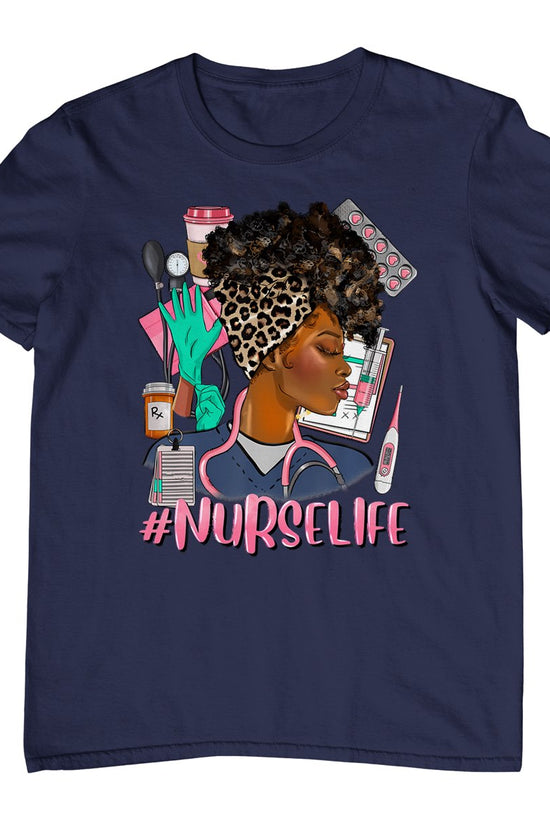 Nurse Life African American Black Women Leopard Nurse's Day T-Shirt