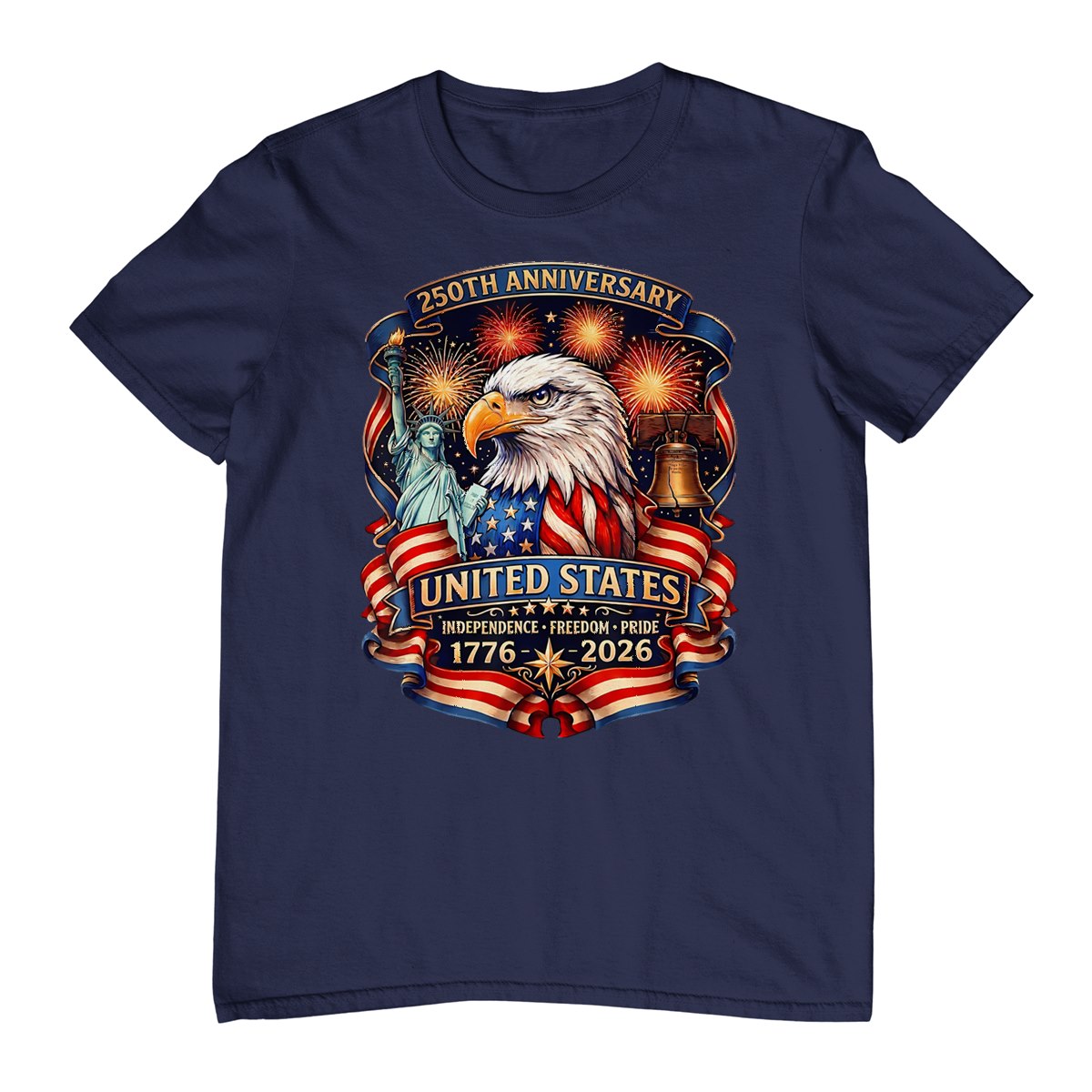 1776-2026 Eagle 250 Years Of Freedom Patriot American T-Shirt