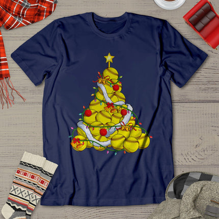 Softball Christmas Tree Xmas Pajamas Player Coach Men Women T-Shirt