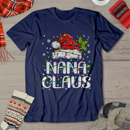 Nana Claus Shirt Christmas Lights Pajama Family Matching T-Shirt