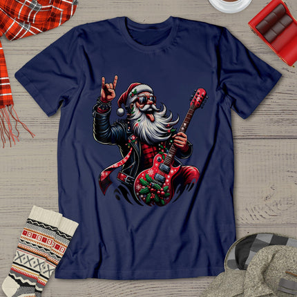 Rock & Roll Christmas Santa Claus Guitar Player T-Shirt