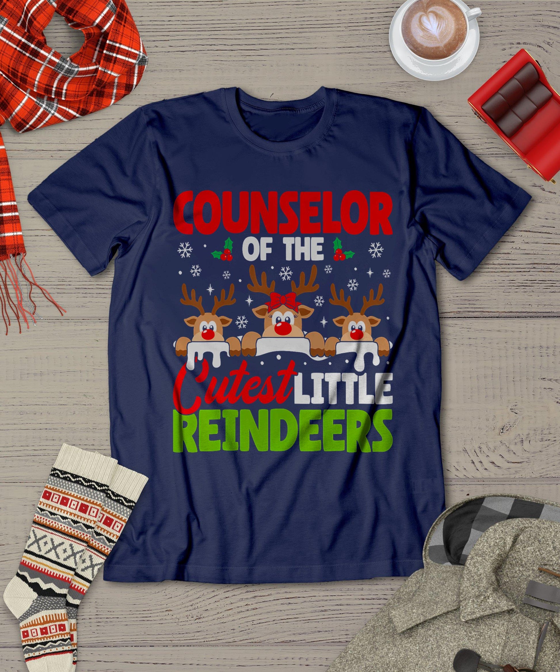 Counselor Of The Cutest Reindeers Christmas Counselor T-Shirt