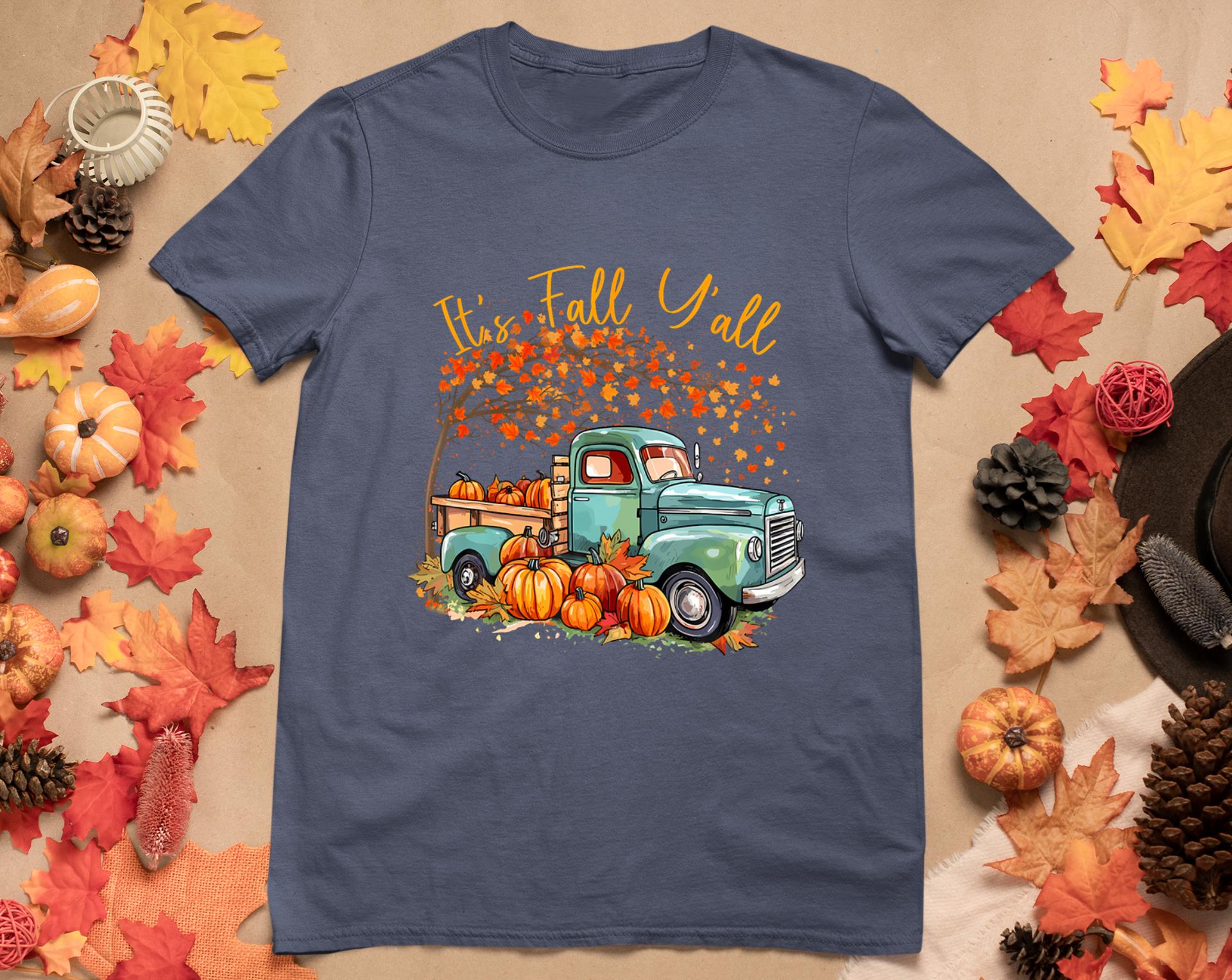 It's Fall Y'All Pumpkin Truck Autumn Tree Fall Thanksgiving T-Shirt