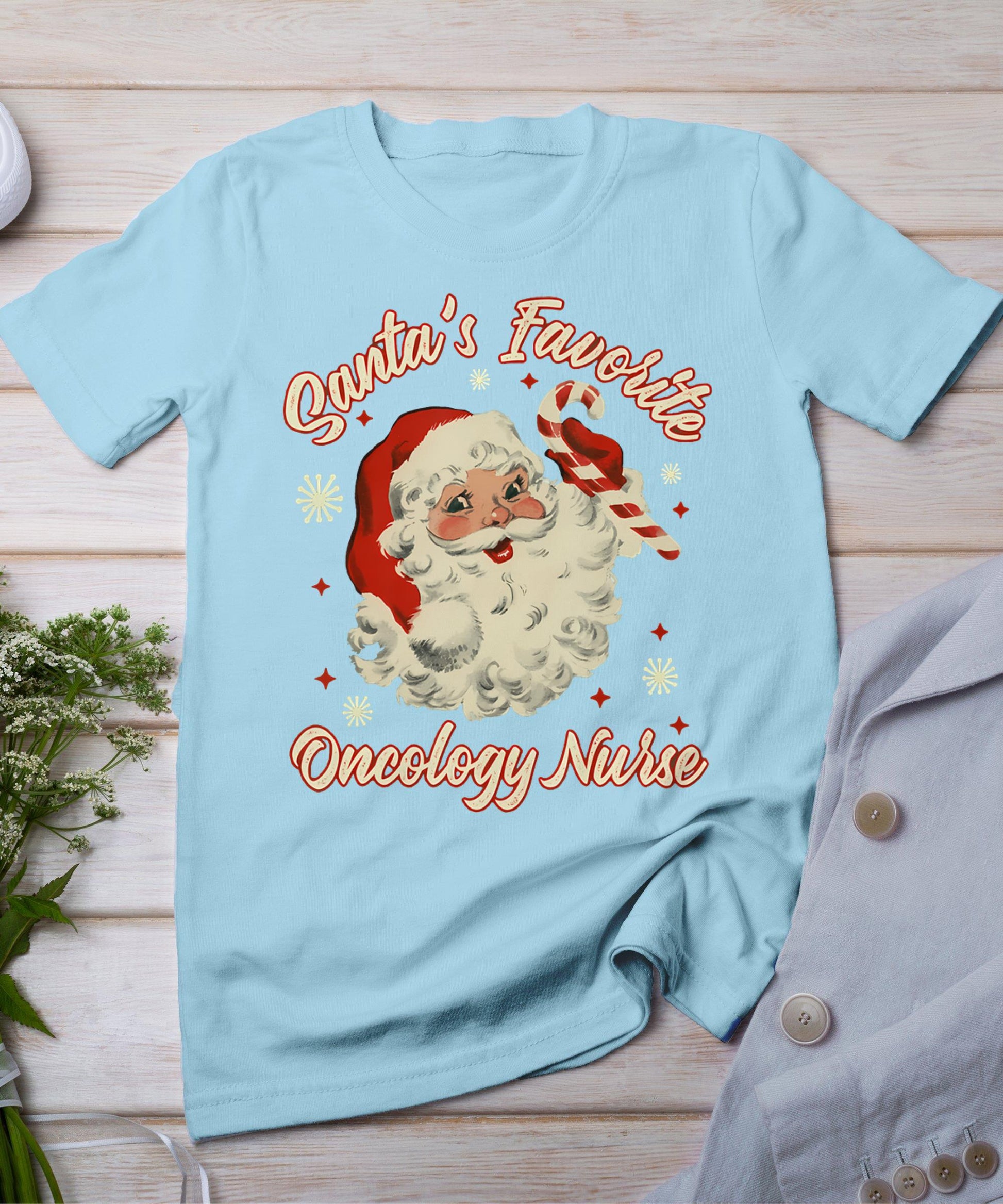 Santa's Favorite Oncology Nurse Vintage Christmas Chemo T-Shirt