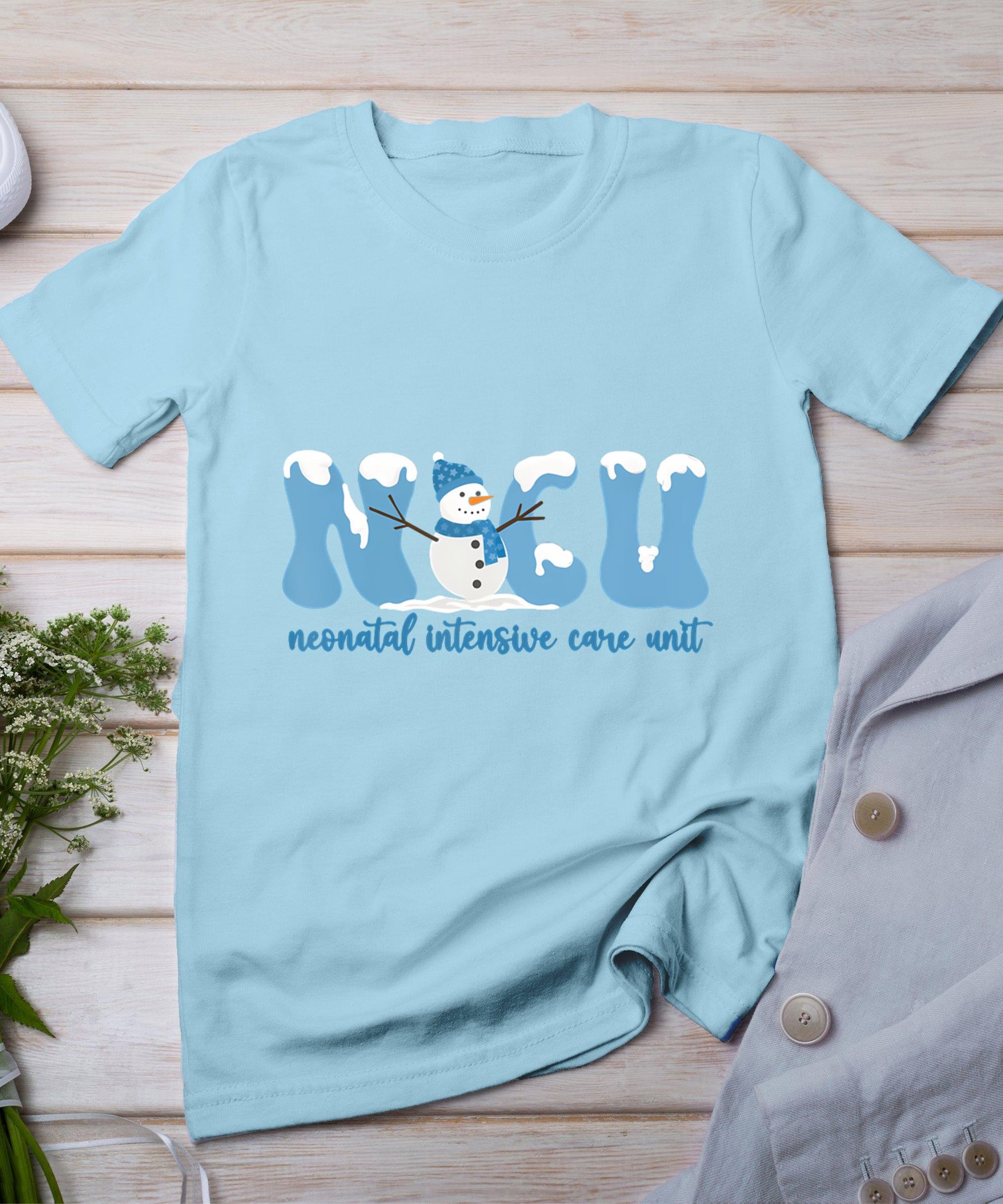 Winter Nicu Nurse Xmas Snowman Neonatal Intensive Care Unit T-Shirt