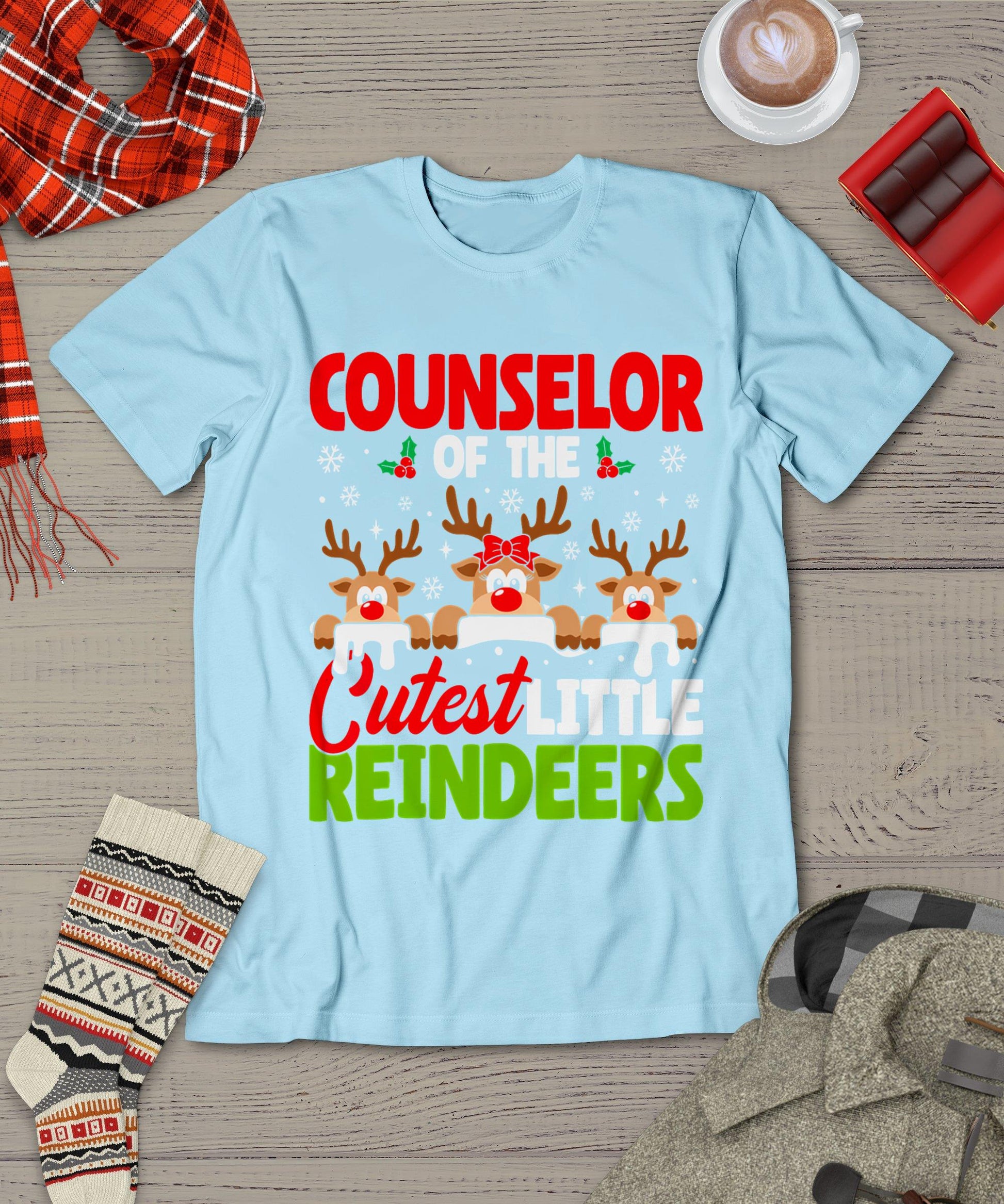 Counselor Of The Cutest Reindeers Christmas Counselor T-Shirt