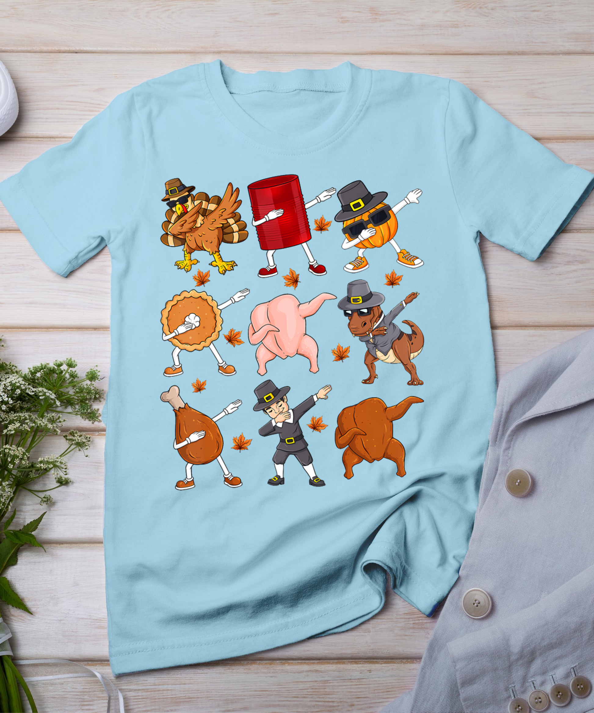 Dabbing Turkey T Rex Pilgrim Thanksgiving Boys Kid Funny Dab T-Shirt