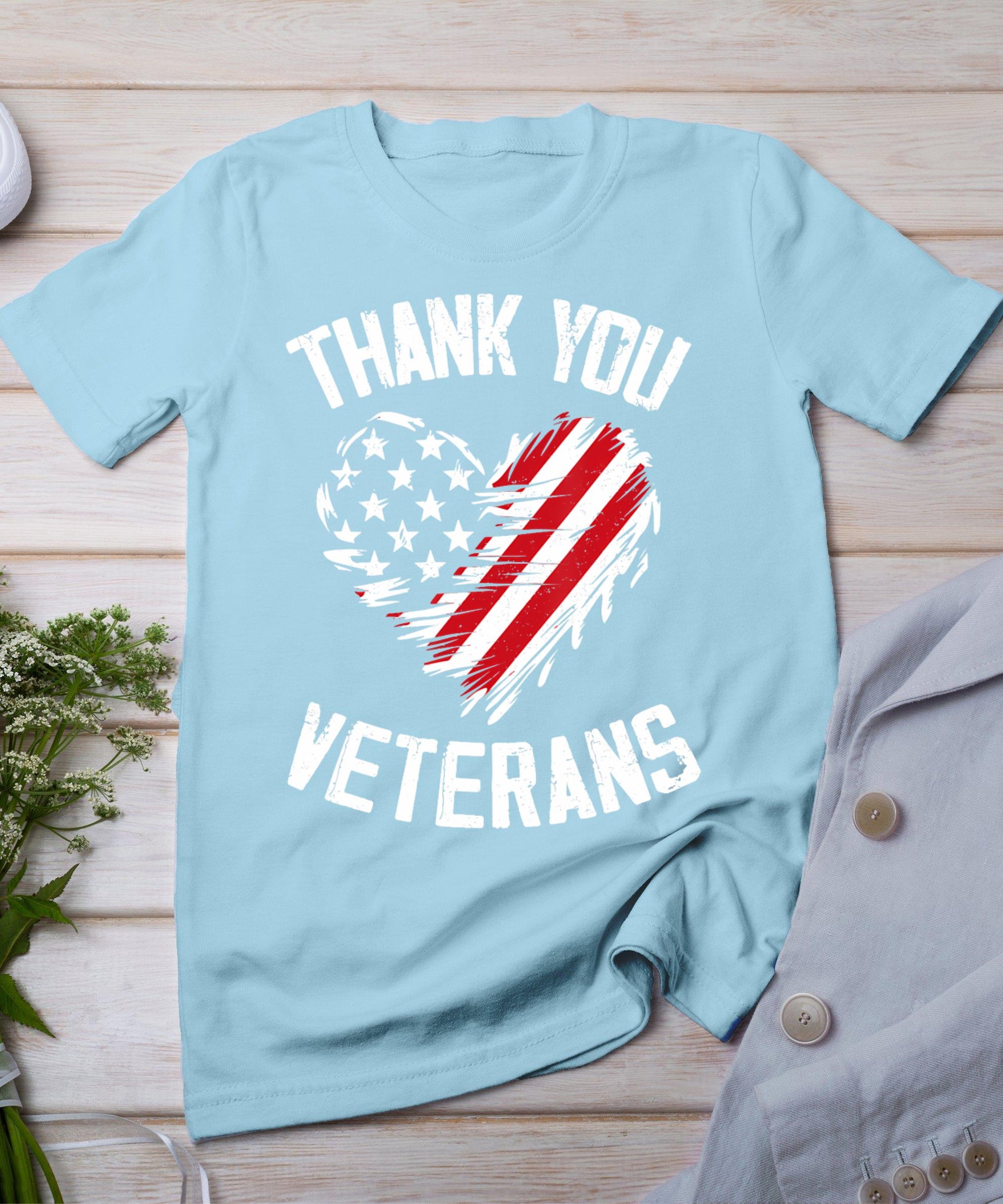 Thank You Veterans Patriotic American Flag Veterans Day 2024 T-Shirt