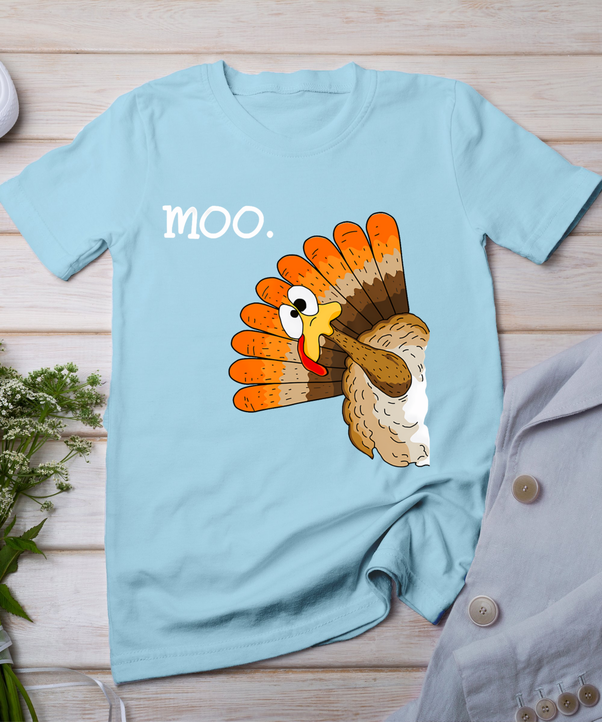 Turkey Moo Funny Thanksgiving T-Shirt