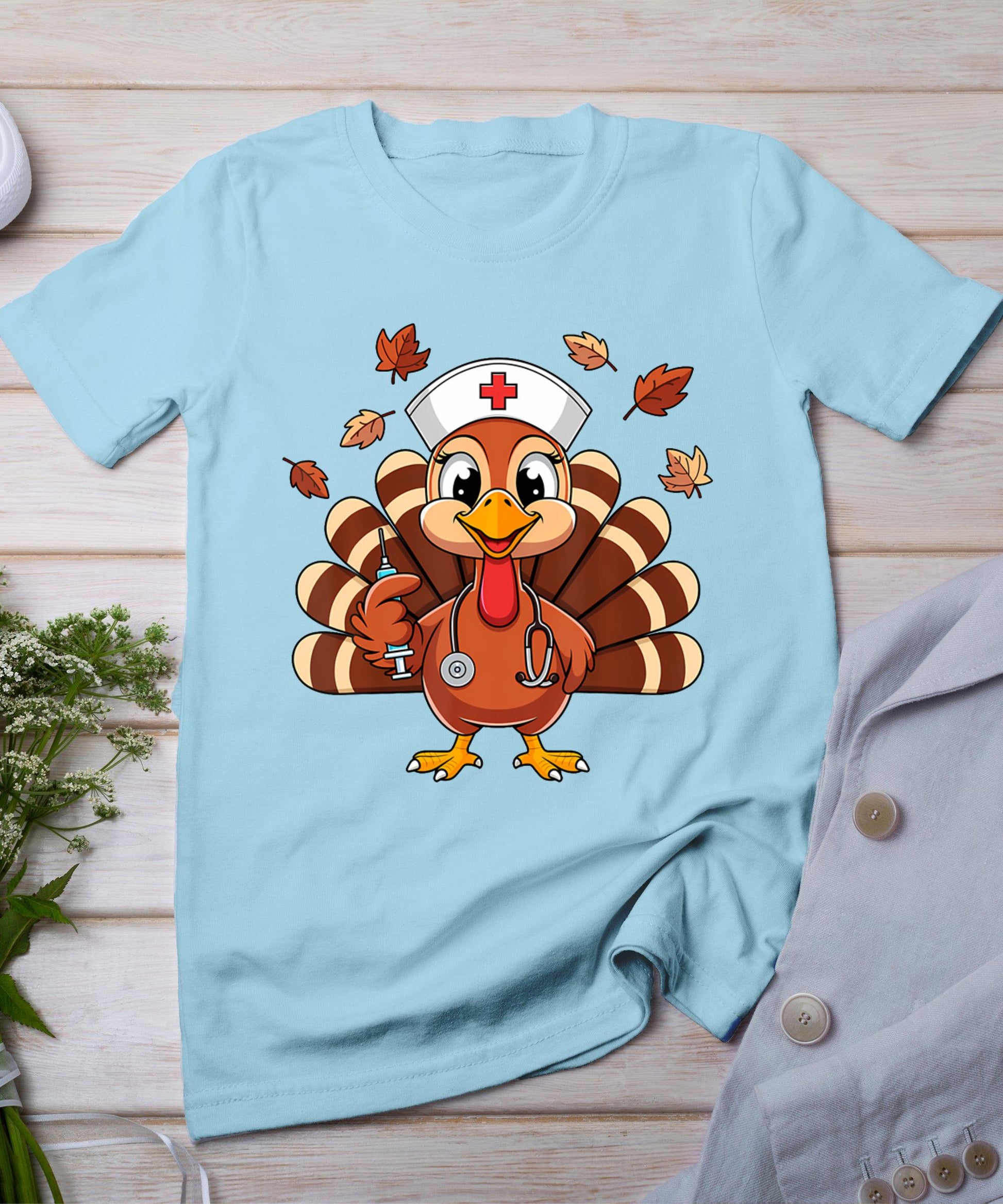 Thanksgiving Nurse Turkey Rn Icu Er Nicu Nurse Crew Women T-Shirt