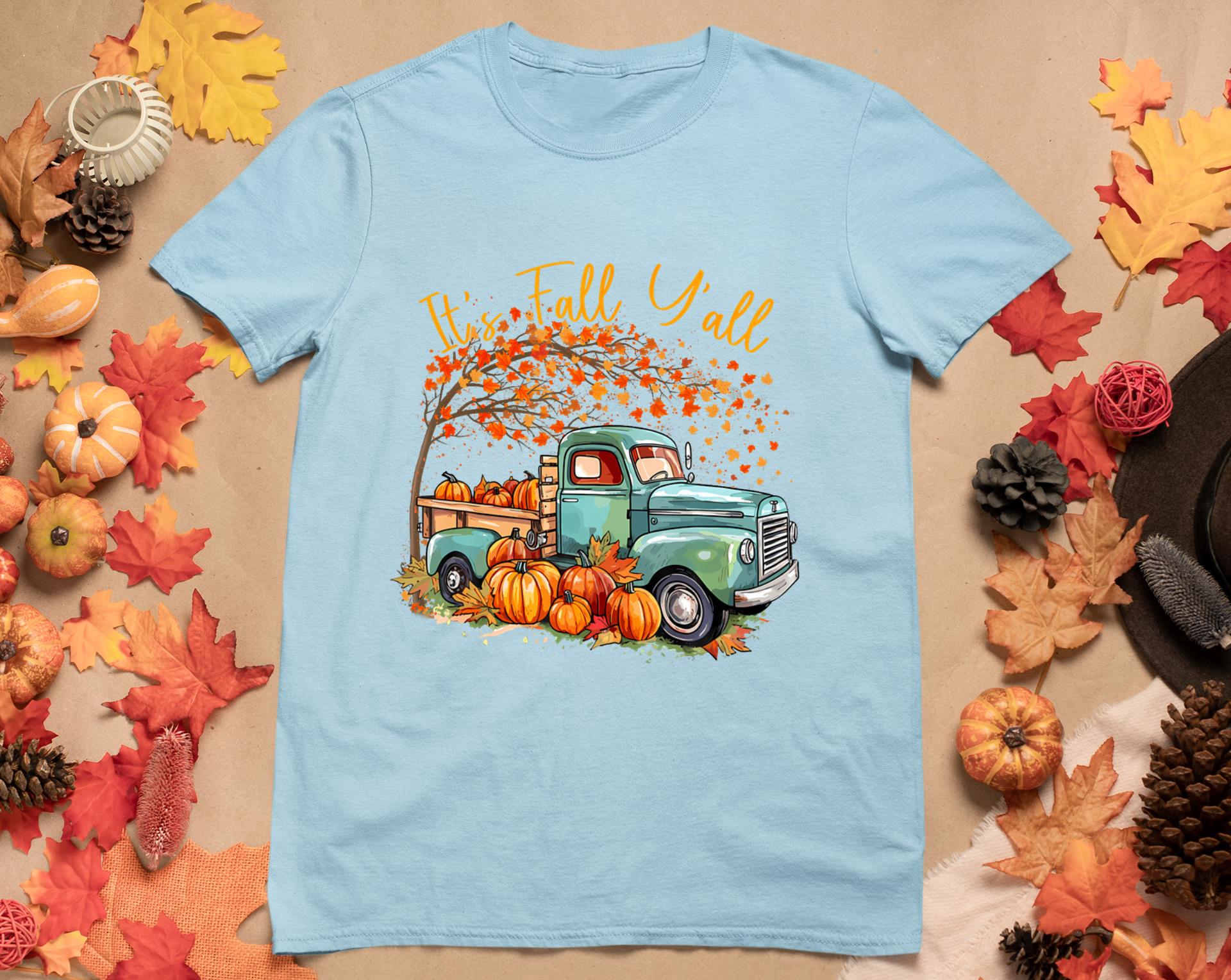 It's Fall Y'All Pumpkin Truck Autumn Tree Fall Thanksgiving T-Shirt