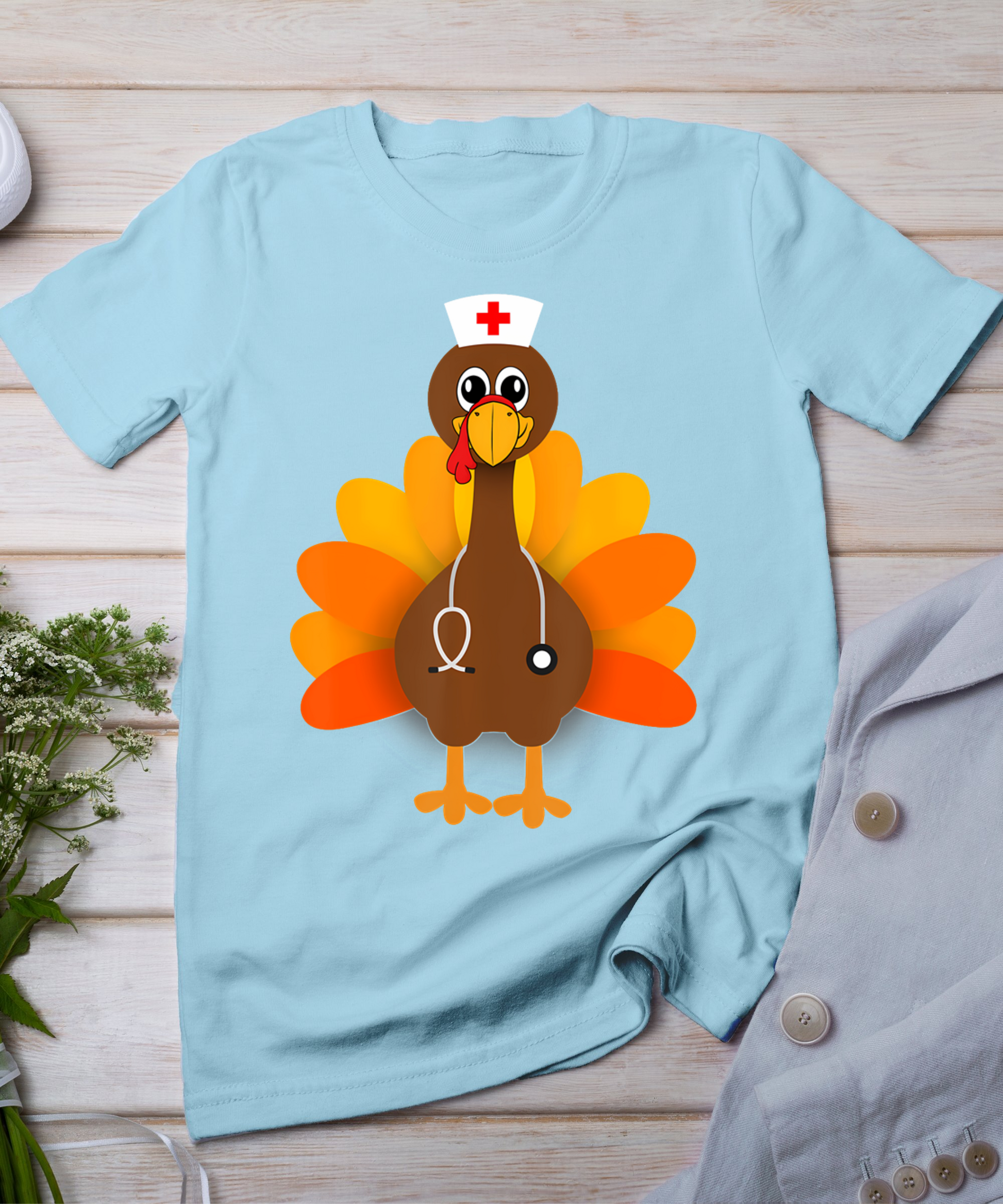 Thanksgiving Scrub Tops Women Turkey Nurse Holiday Nursing T-Shirt