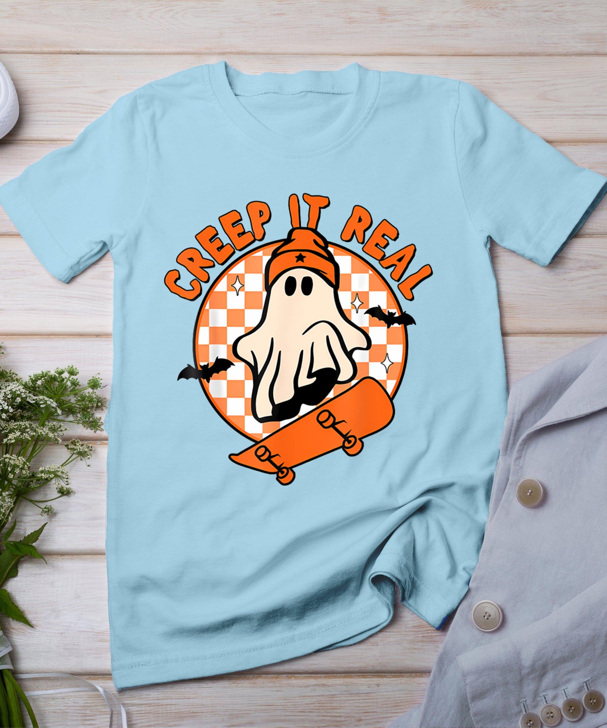 Vintage Retro Halloween Creep It Real Ghost Boy Fall Season T-Shirt