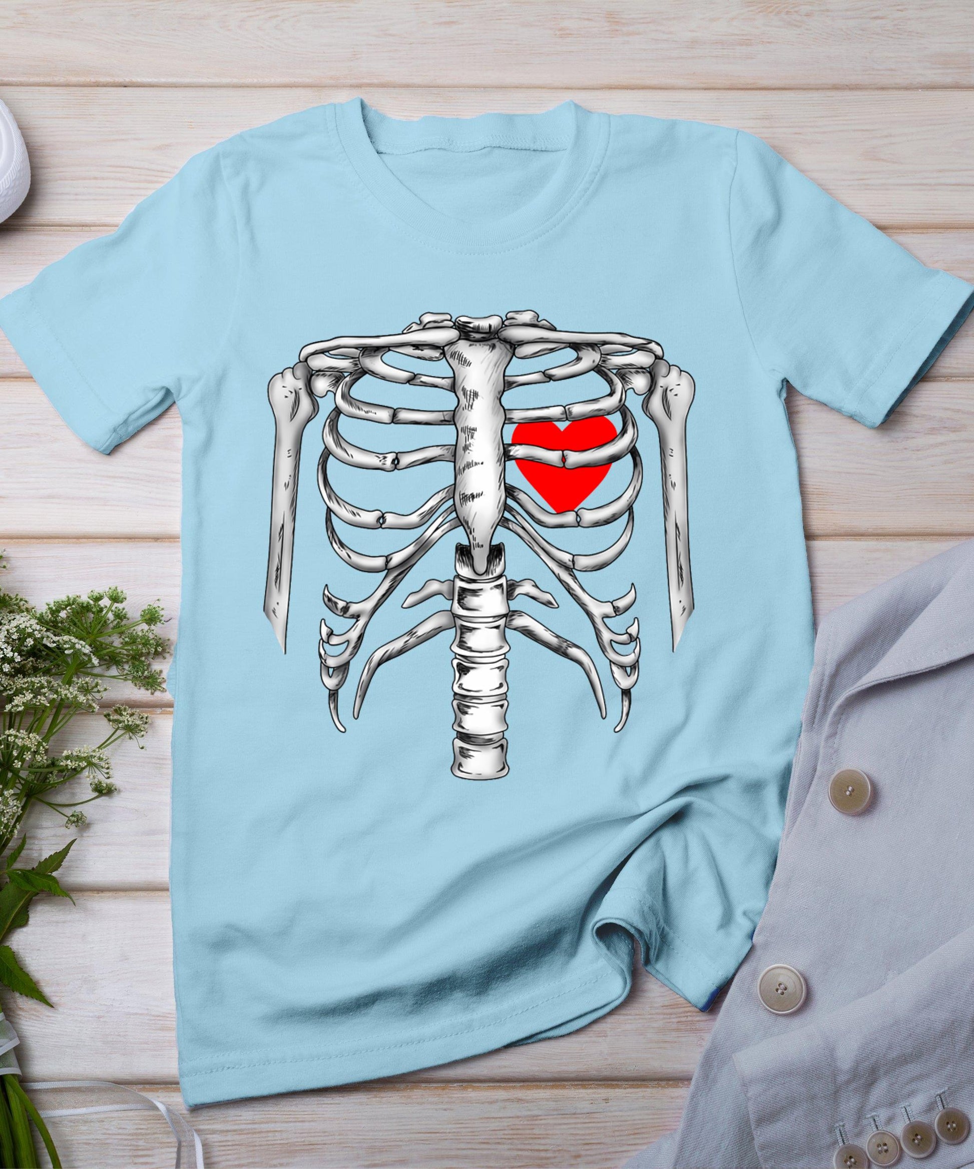 Skeleton Rib Cage Heart Xray Halloween Easy Costume T-Shirt