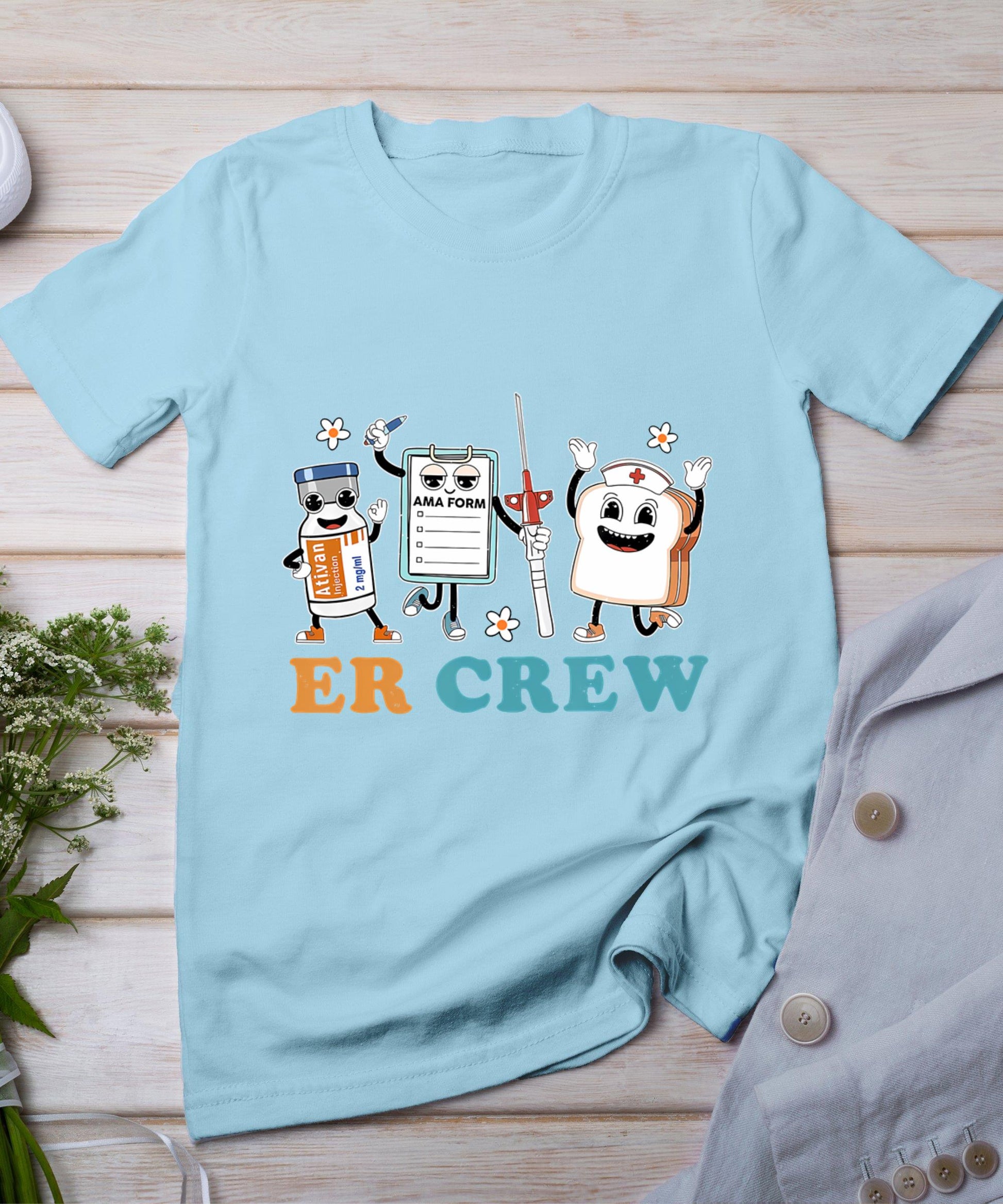 Retro Er Crew Emergency Room Funny Er Ed Nurse Tech T-Shirt