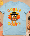 Cute Gobble Gobble Turkey Pilgrim Little Boys Thanksgiving T-Shirt