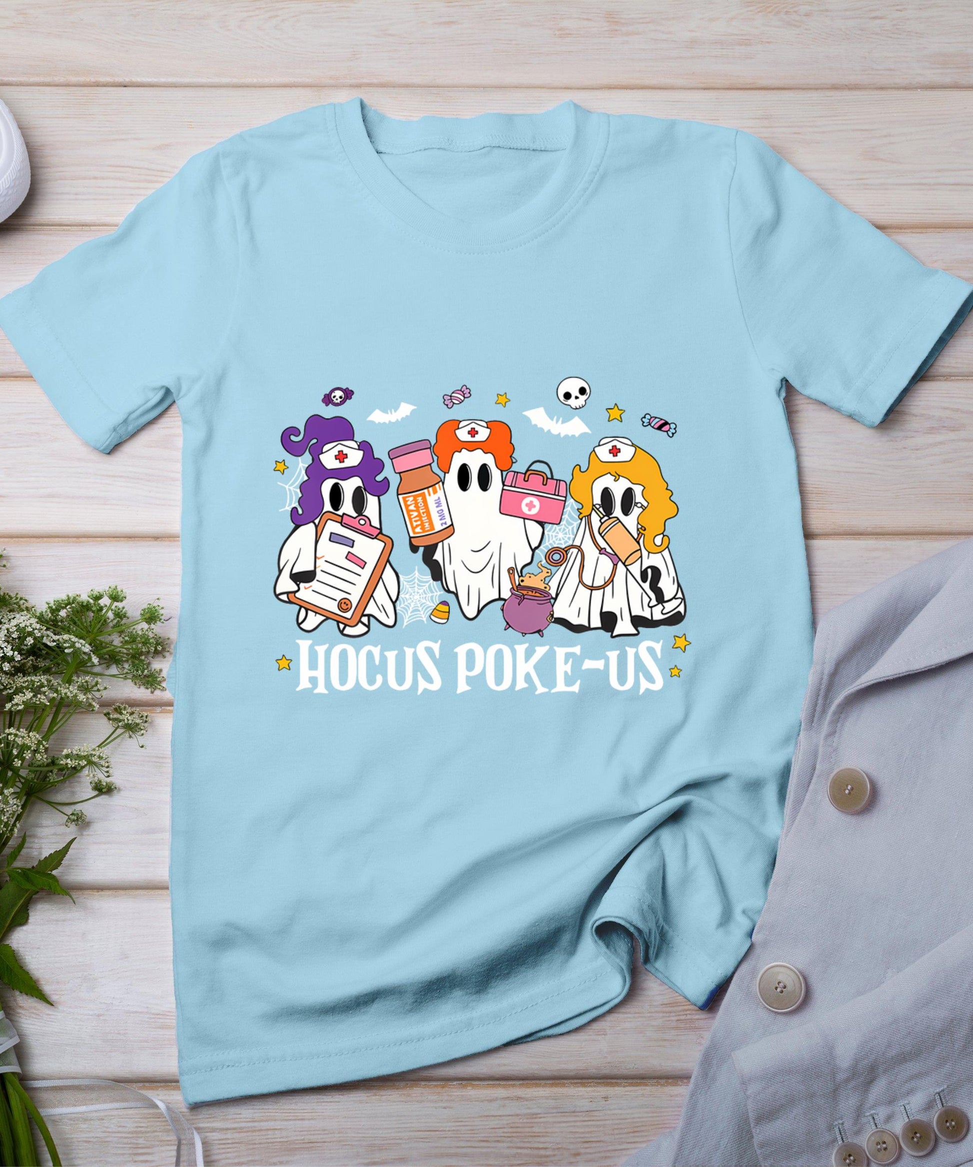 Hocus Poke-Us Witch Nurse Funny Halloween Spooky Health T-Shirt