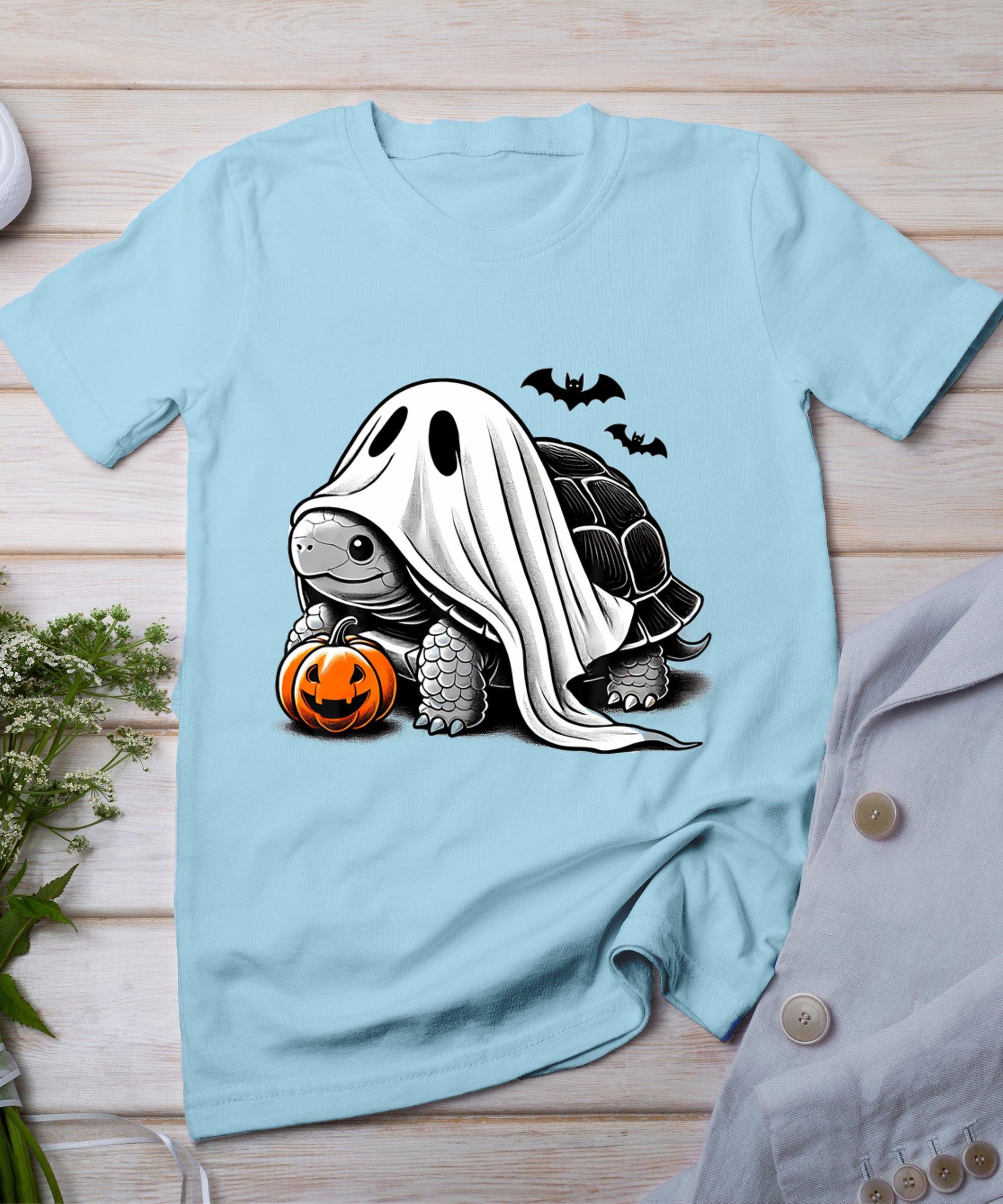 Halloween Turtle Ghost Pumpkin Costume Terrapin Tortoise T-Shirt