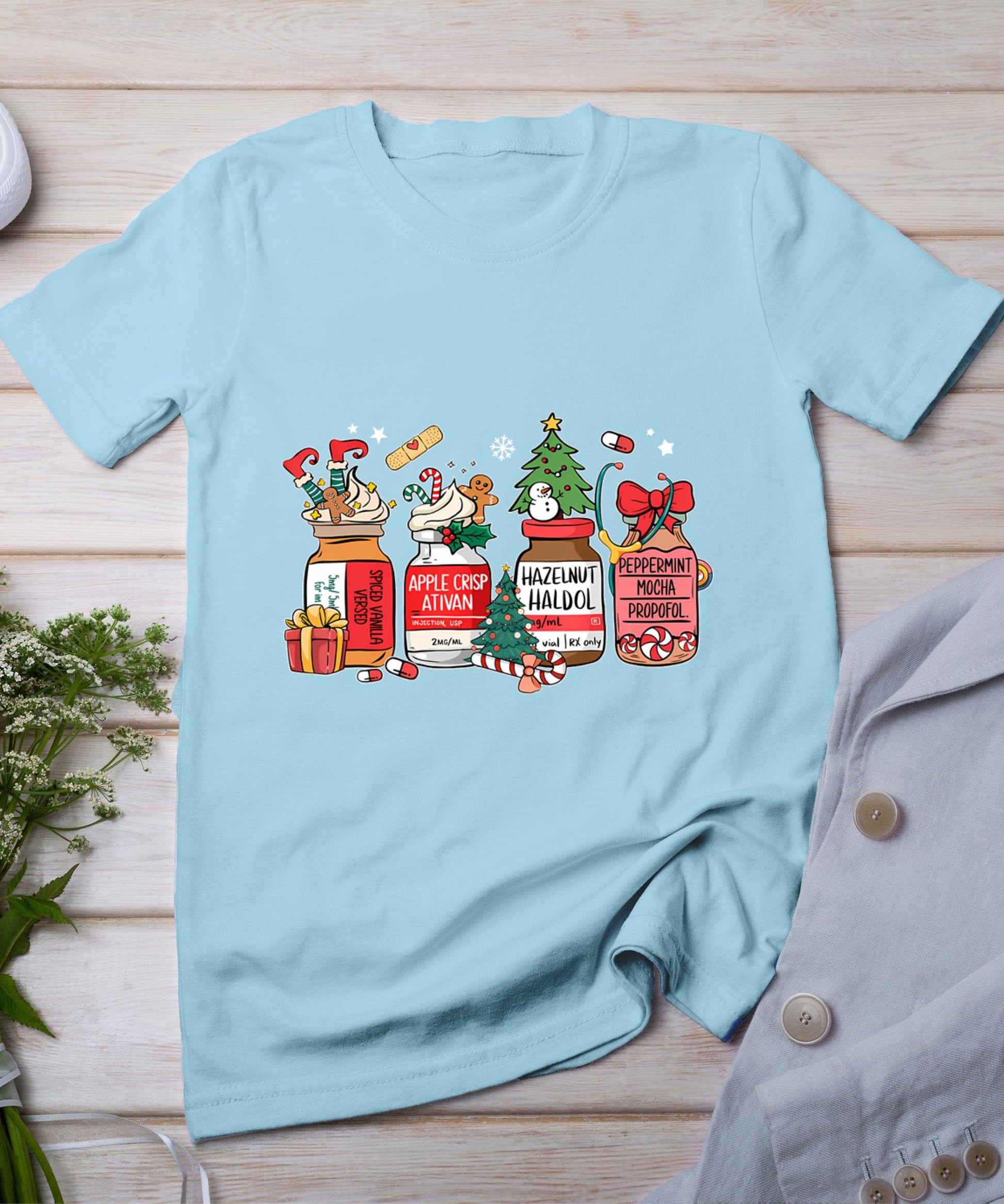 Christmas Nurse Funny Peppermint Mocha Propofol Er Ed Icu Rn T-Shirt