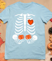 Skeleton Twin Pregnancy Announcement Halloween Pregnant Mom T-Shirt