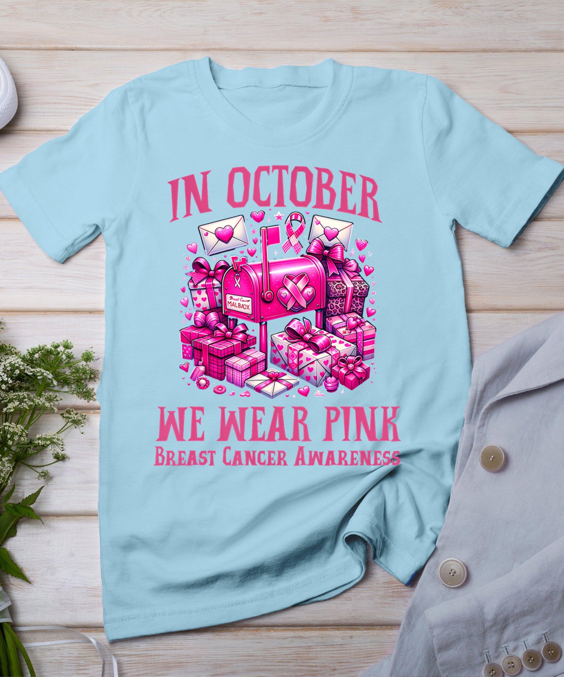 October We Wear Pink Breast Cancer Awareness Postal Worker T-Shirt