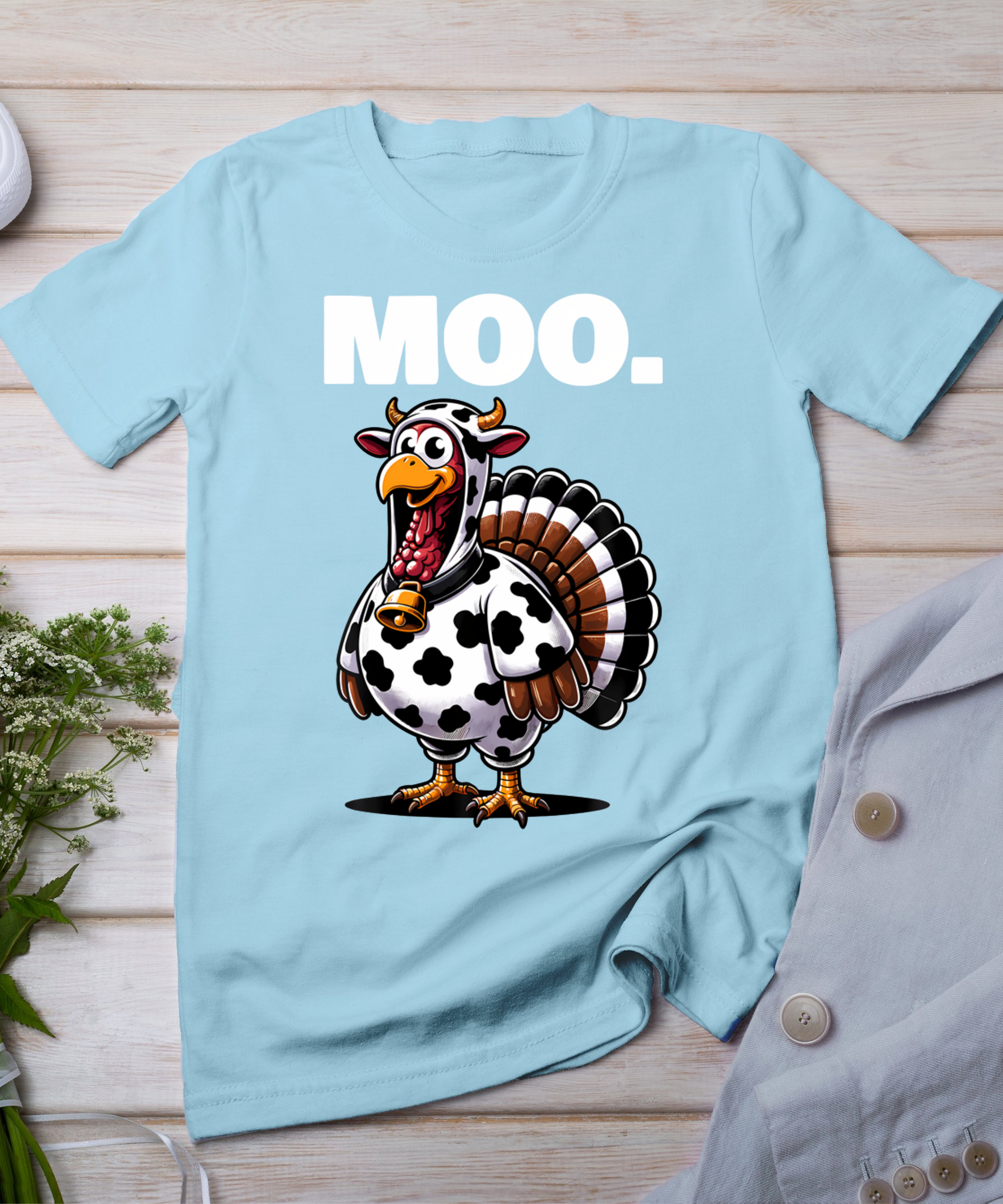 Turkey Moo Funny Thanksgiving Long Sleeve T-Shirt