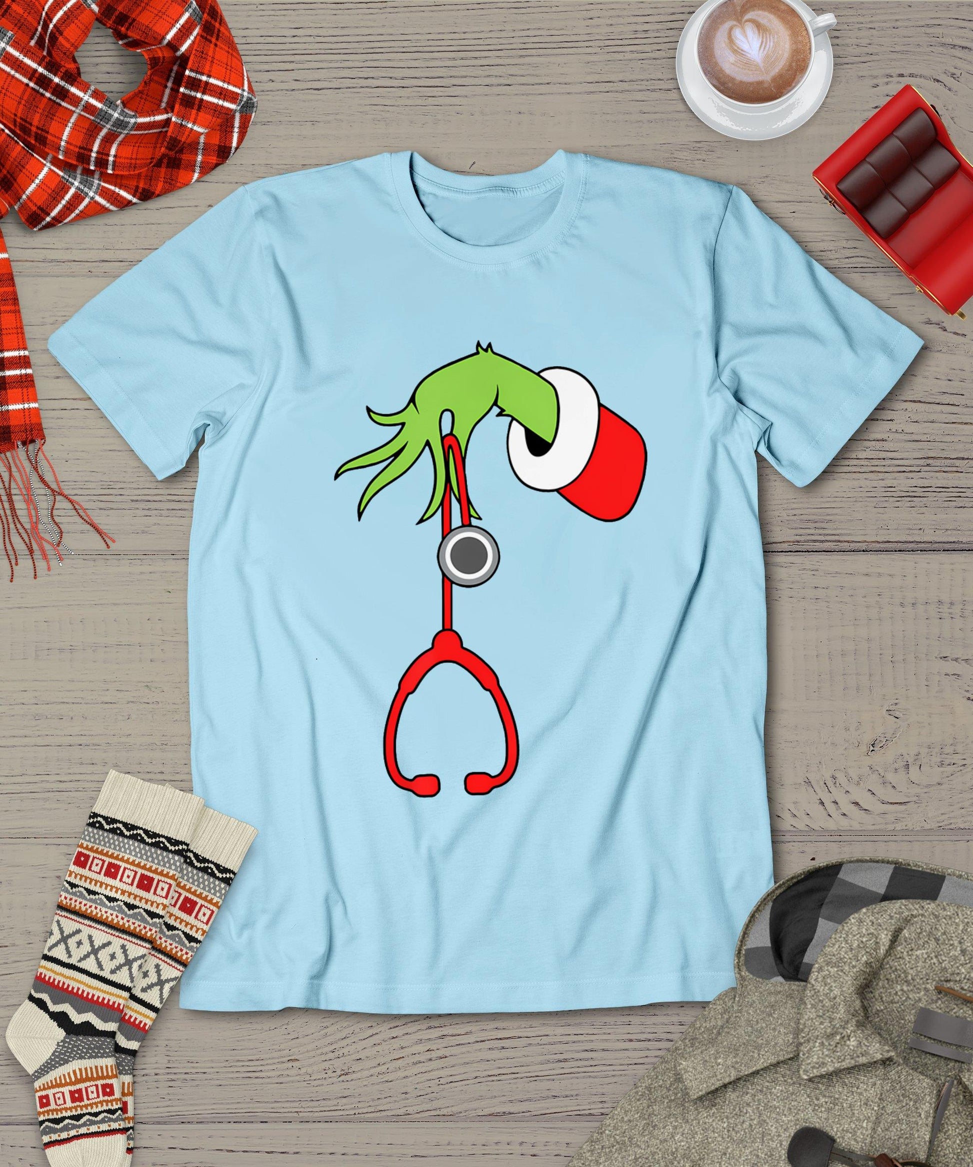 Nurse Christmas Stethoscope Nurses Xmas Pajamas Pjs Women T-Shirt