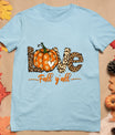 Hello Fall Pumpkin Love Fall Y'All Leopard Peace Love Fall T-Shirt