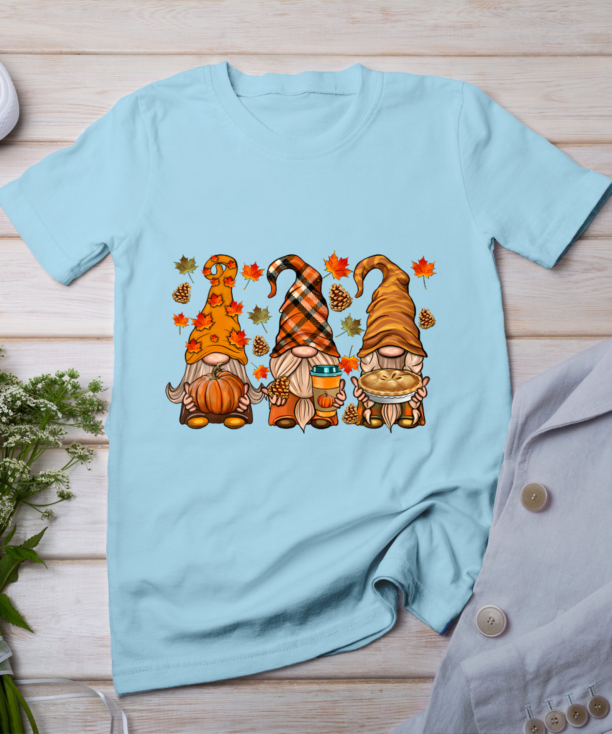 Gnomes Pumpkin Spice Coffee Latte Fall Autumn Thanksgiving T-Shirt