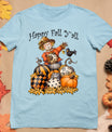 Scarecrow Happy Fall Y'All Pumpkin Thanksgiving Halloween T-Shirt