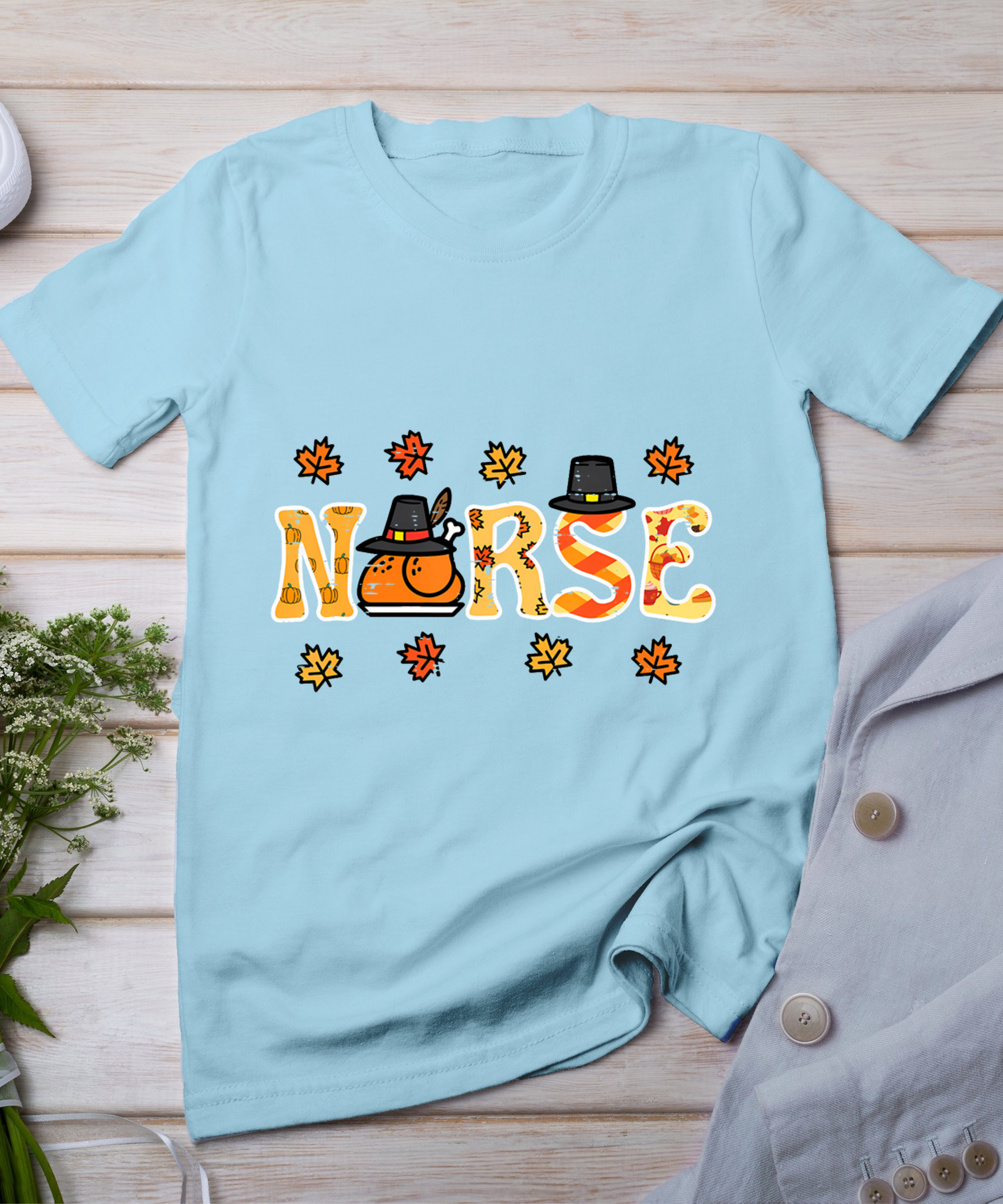 Thanksgiving Nurse Turkey Day Retro Fall Scrub Top Rn Women T-Shirt