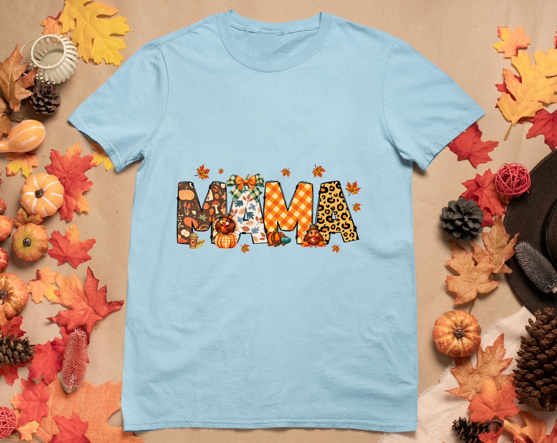 Mama Thanksgiving Mom Fall Pumpkins Season Retro T-Shirt