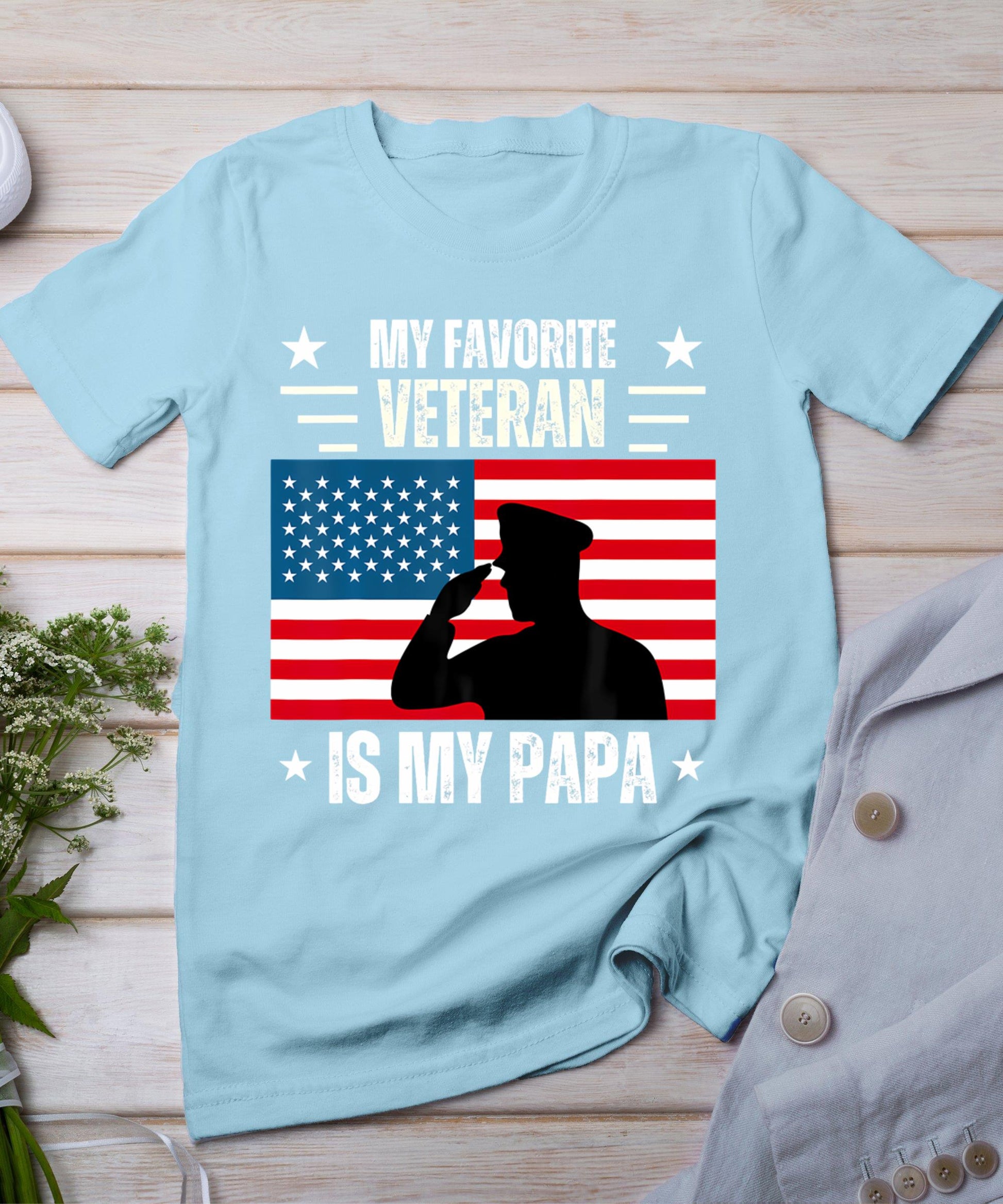 Veterans Day Military My Favorite Veteran Is My Papa Kids T-Shirt